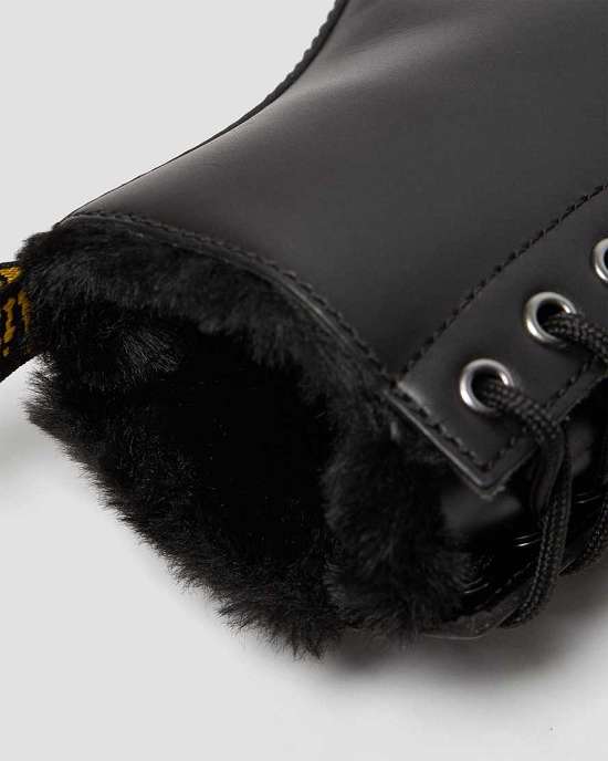 Botas Con Cordones Dr. Martens 1460 Serena Faux Fur Lined Mujer Negros MX-51426